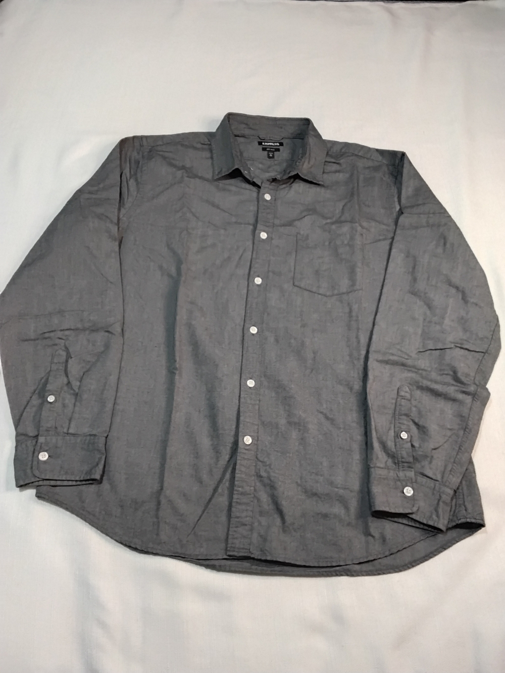Express Soft Wash Men's Gray Long-Sleeve Button-Down Shirt Sz XL.